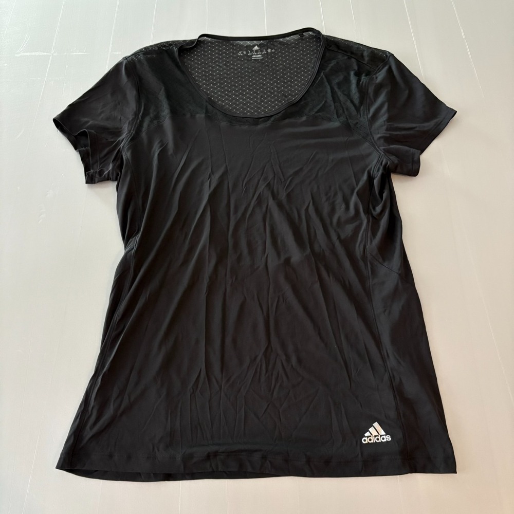 Adidas climalite Black Mesh Back Women's Athletic top Running Large light weight